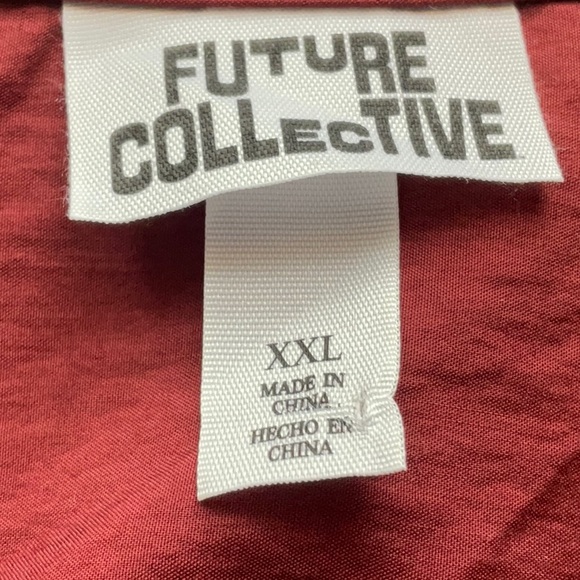 Future Collective Burgundy Collared Long Sleeves Smocked Midi Dress Size XXL - Picture 5 of 14